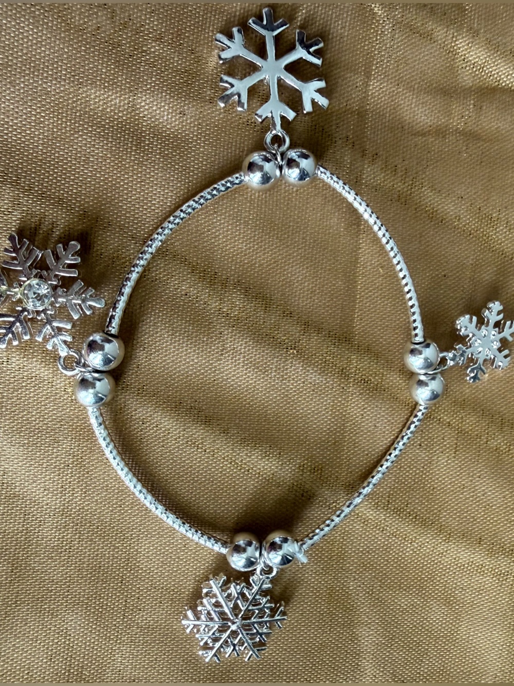 Silver Snowflake Charm Bracelet - Women Jewelry